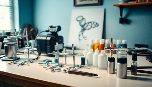 Createx airbrush paints for smooth application.