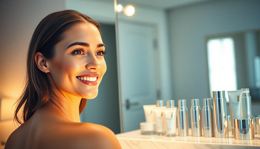 Anti-aging skincare routine with serums and moisturizers