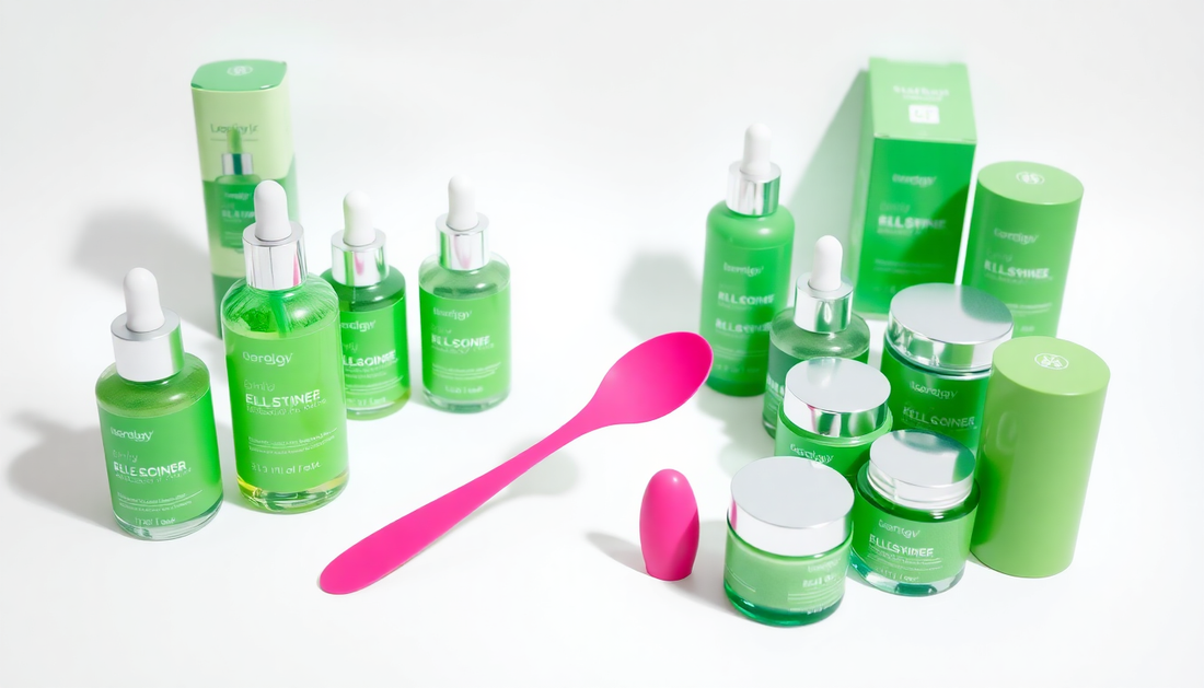 Eco-friendly beauty tools and sustainable cosmetics featuring Every Drop Beauty Spatula in pink