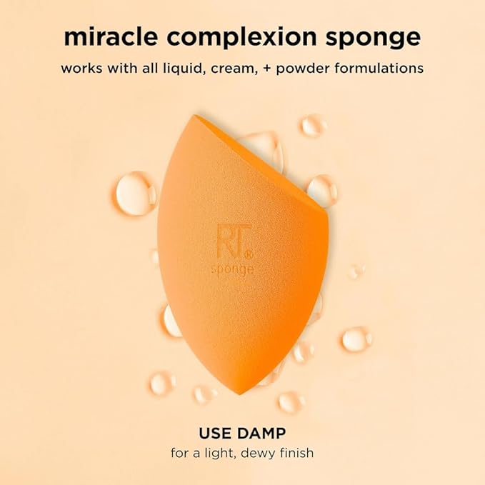 Real Techniques 6 Pack Assorted Makeup Blending Sponges, 3 Miracle Makeup Sponges, For Blending, Baking, And Setting, Use With Foundation & Powder, Dewy or Matte Finish, Cruelty-Free