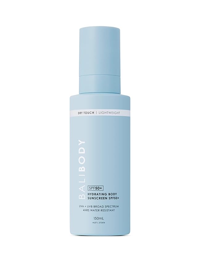 Bali Body Hydrating Body Sunscreen SPF 50 | Lightweight, Non-Greasy, Nourishing Formula for All Skin Types | Sun Protection, Water Resistant | Vegan, Cruelty Free, Australian Made (150 ml/5.0 fl oz)
