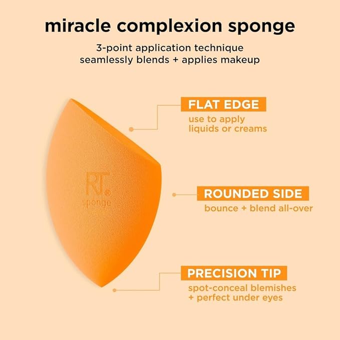 Real Techniques 6 Pack Assorted Makeup Blending Sponges, 3 Miracle Makeup Sponges, For Blending, Baking, And Setting, Use With Foundation & Powder, Dewy or Matte Finish, Cruelty-Free