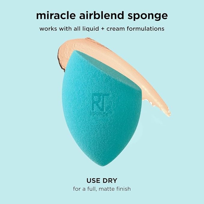 Real Techniques 6 Pack Assorted Makeup Blending Sponges, 3 Miracle Makeup Sponges, For Blending, Baking, And Setting, Use With Foundation & Powder, Dewy or Matte Finish, Cruelty-Free