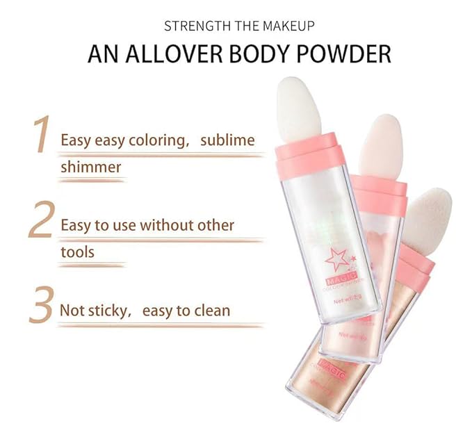 Glitter Powder Highlighter Makeup, Body Brightens the Natural (01#White Moonbeam)