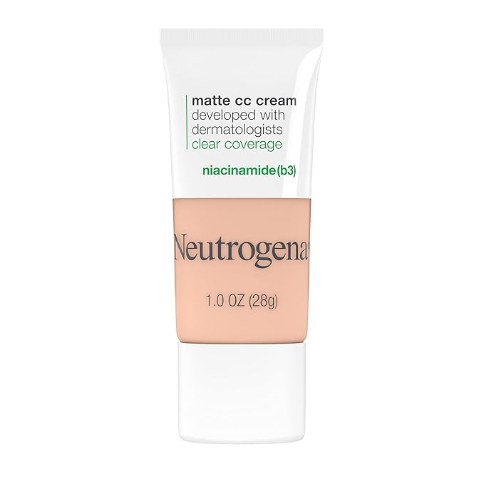 Neutrogena Clear Coverage Flawless Matte CC Cream, Full-Coverage Free, Alabaster, 1 oz