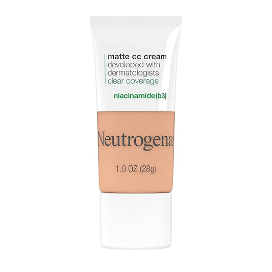 Neutrogena Clear Coverage Flawless Matte CC Cream, Full-Coverage Free, Sand, 1 oz