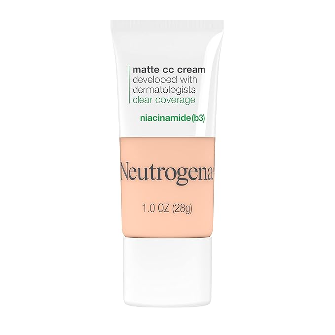 Neutrogena Clear Coverage Flawless Matte CC Cream, Full-Coverage Free, Shell, 1 oz