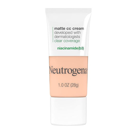 Neutrogena Clear Coverage Flawless Matte CC Cream, Full-Coverage Free, Shell, 1 oz