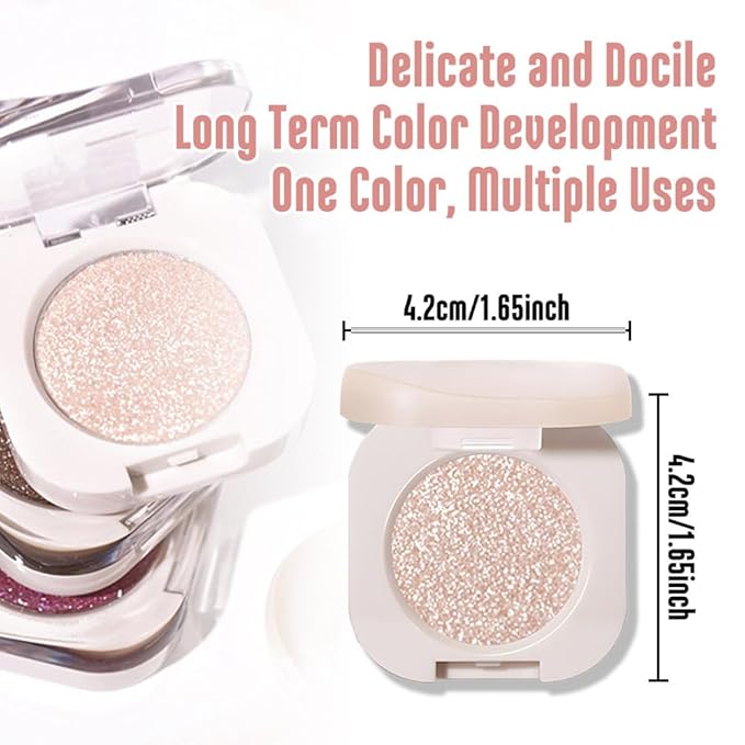 2Pcs Glitter Shimmer Sparkle Eyeshadow Palette Makeup For Old Women, Light Brown&Silver Glitter Shimmer Metallic Holographic Multichrome Cream Iridescent Single Monochrome Eye Shadow Makeup