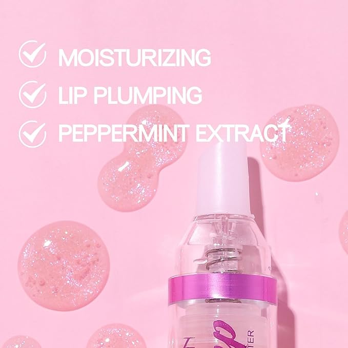Erinde Lip Plumper Gloss, Natural Spicy Lip Plumping Booster, Ultra-Hydrating & Nourishing Plump Lip Plumper, Glossy Finish Fuller Lip Plumping Oil for Women Girls, 01#