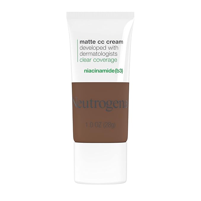 Neutrogena Clear Coverage Flawless Matte CC Cream, Full-Coverage Free, Truffle, 1 oz