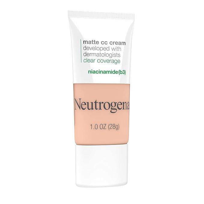Neutrogena Clear Coverage Flawless Matte CC Cream, Full-Coverage Free, Alabaster, 1 oz