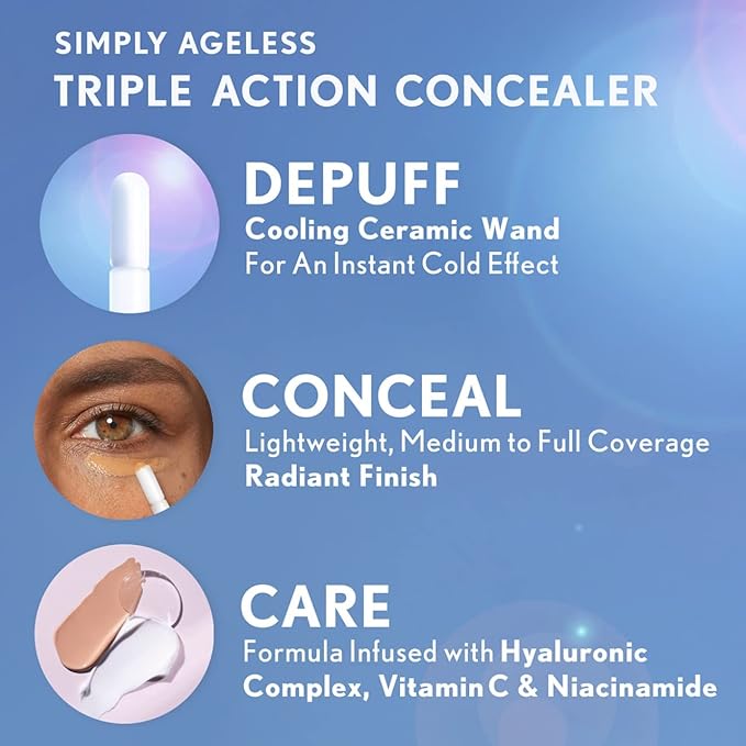 COVERGIRL Simply Ageless Triple Action Concealer, Ivory, Pack of 1