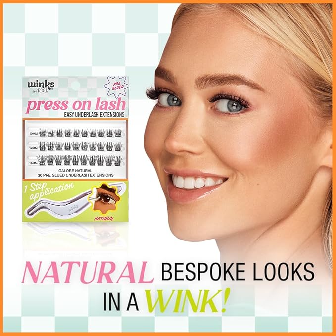 Ardell Winks Press On Eyelash Extensions, Natural - DIY Lash Clusters, 30 Individual Lashes, Natural Look Lashes with Applicator, 1 Pack