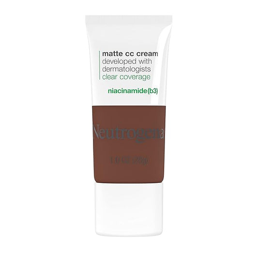 Neutrogena Clear Coverage Flawless Matte CC Cream, Full-Coverage Free, Umber, 1 oz