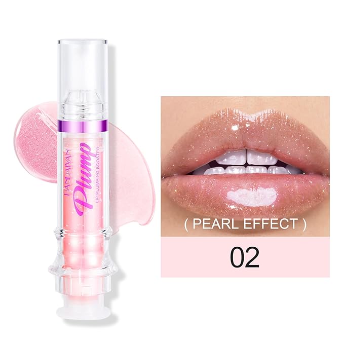 Erinde Lip Plumper Gloss, Natural Spicy Lip Plumping Booster Oil, Ultra-Hydrating & Nourishing Plump Lip Plumper, Glossy Finish Fuller Lip Plumping Gloss for Women Girls, 02#