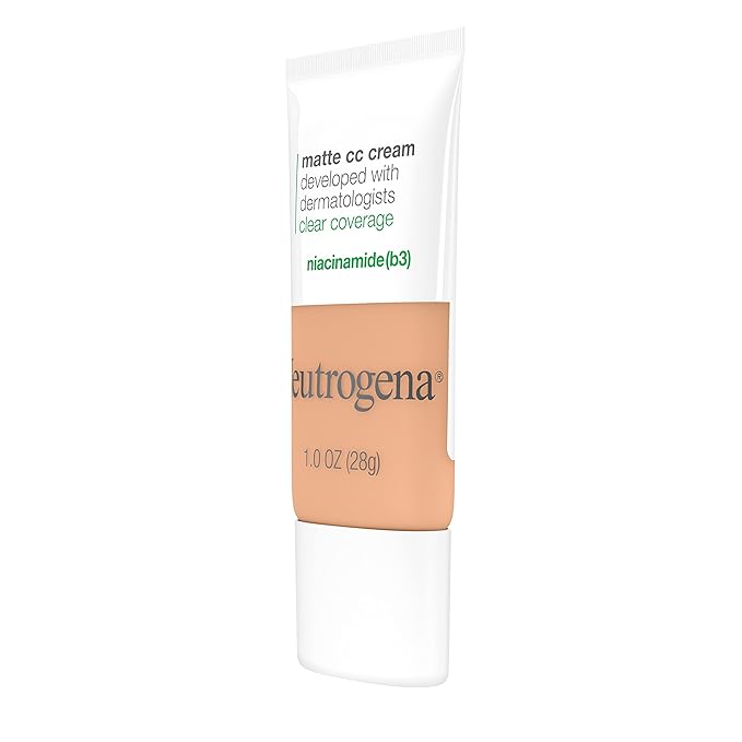 Neutrogena Clear Coverage Flawless Matte CC Cream, Full-Coverage Free, Butter, 1 oz