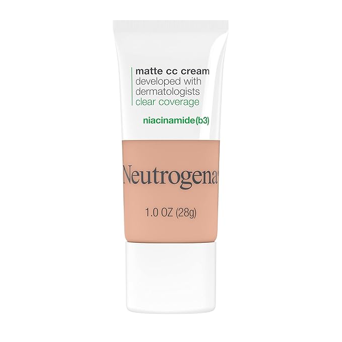 Neutrogena Clear Coverage Flawless Matte CC Cream, Full-Coverage Free, Nougat, 1 oz