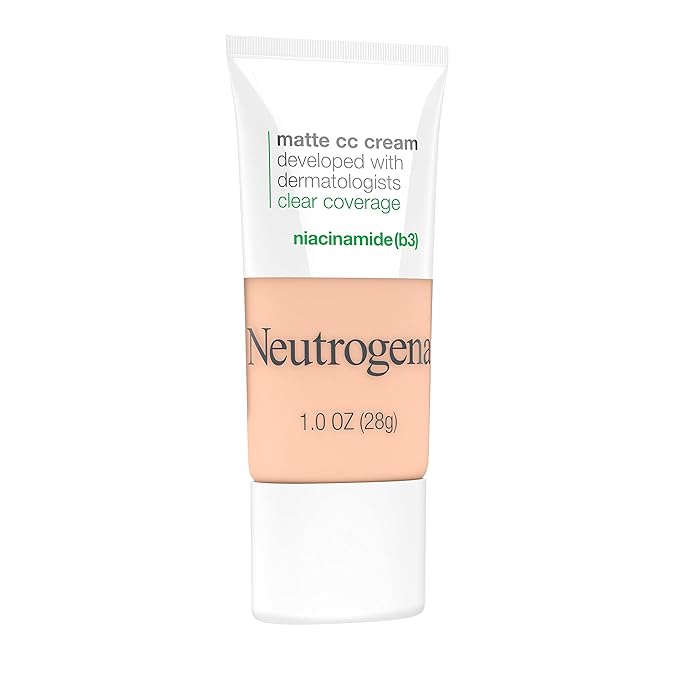 Neutrogena Clear Coverage Flawless Matte CC Cream, Full-Coverage Free, Shell, 1 oz