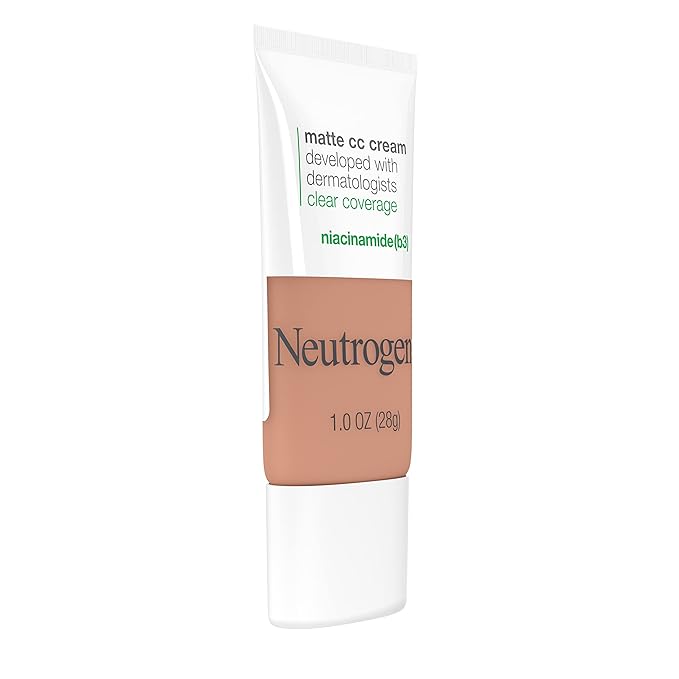 Neutrogena Clear Coverage Flawless Matte CC Cream, Full-Coverage Free, Toast, 1 oz