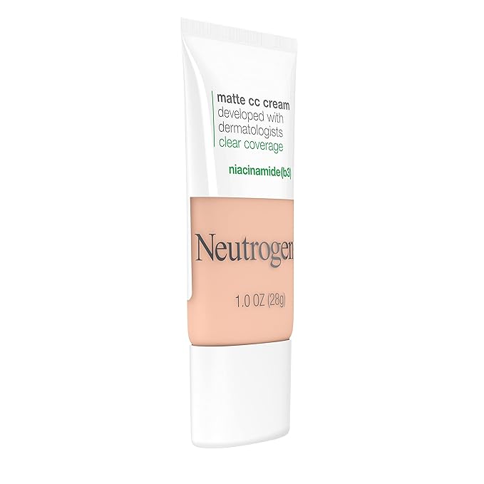 Neutrogena Clear Coverage Flawless Matte CC Cream, Full-Coverage Free, Alabaster, 1 oz
