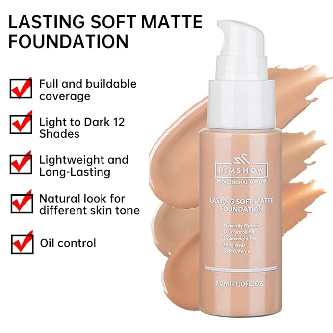 Flawless Matte Liquid Foundation Makeup, Vegan & Cruelty-Free, (06, ) 30ml