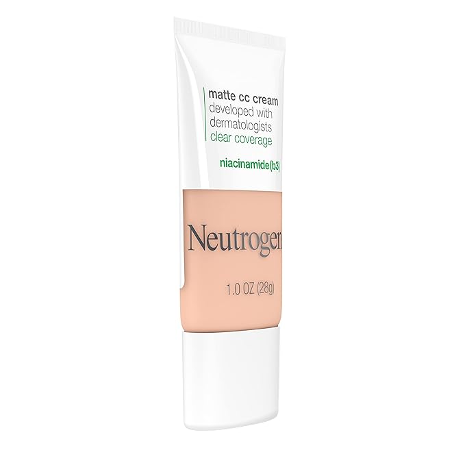 Neutrogena Clear Coverage Flawless Matte CC Cream, Full-Coverage Free, Alabaster, 1 oz
