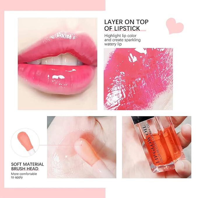 GECOMO Moisturizing Lip Oil,No-Sticky Lip Gloss Lip Balm Lip Care,Fruit Flavoured Lip Oil For Dry Lip's Moisturizing Hydrating And Nourishing (004#CORAL) 0.2 OZ