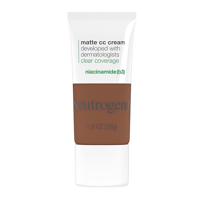 Neutrogena Clear Coverage Flawless Matte CC Cream, Full-Coverage Free, Cinnamon, 1 oz
