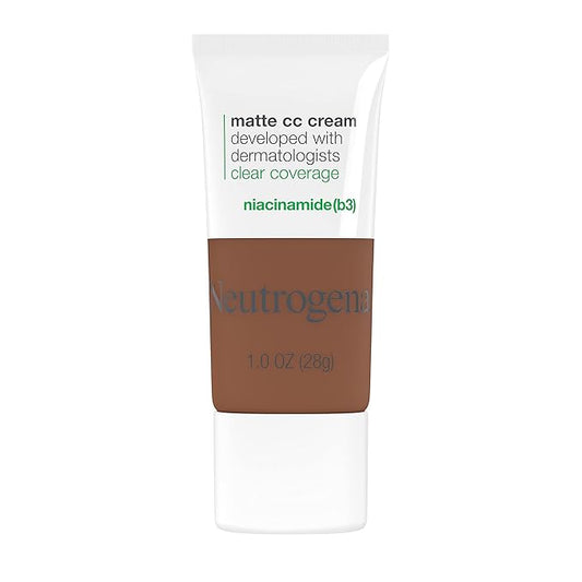 Neutrogena Clear Coverage Flawless Matte CC Cream, Full-Coverage Free, Cinnamon, 1 oz