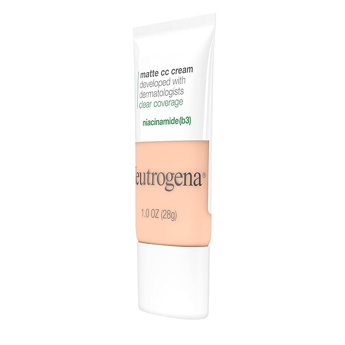 Neutrogena Clear Coverage Flawless Matte CC Cream, Full-Coverage Free, Shell, 1 oz