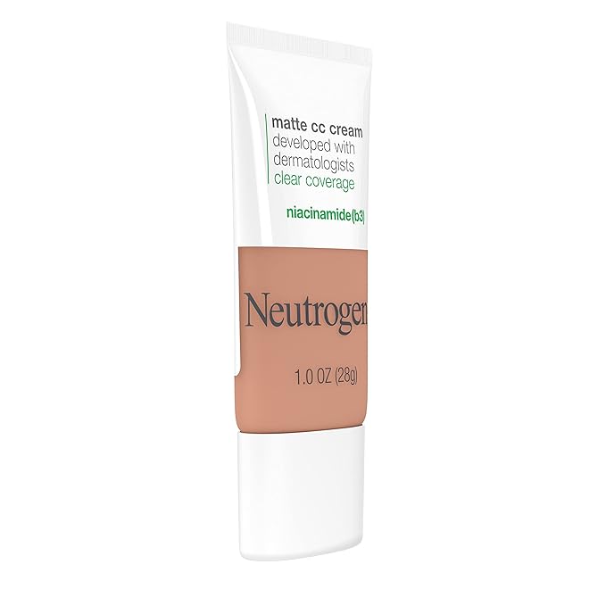 Neutrogena Clear Coverage Flawless Matte CC Cream, Full-Coverage Free, Toast, 1 oz