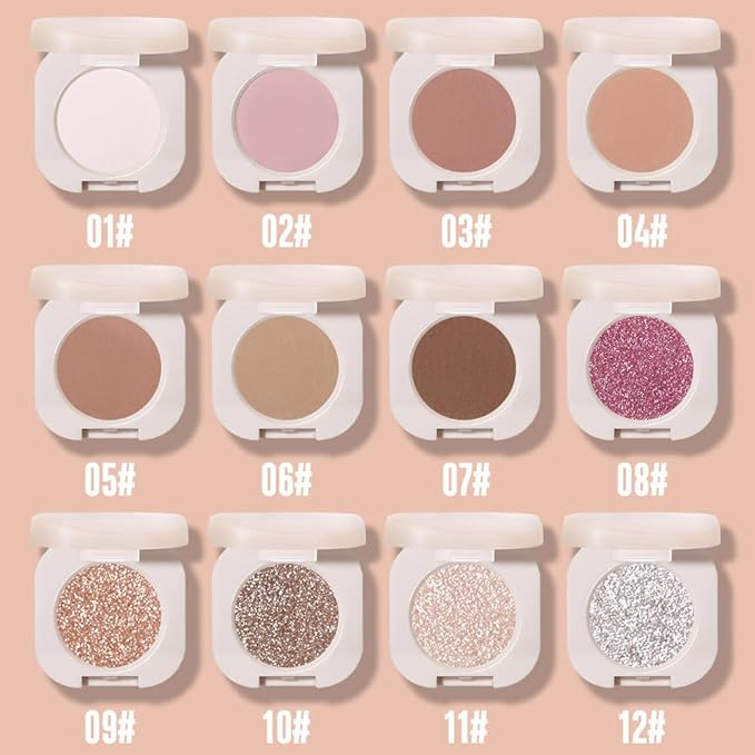 2Pcs Glitter Shimmer Sparkle Eyeshadow Palette Makeup For Old Women, Light Brown&Silver Glitter Shimmer Metallic Holographic Multichrome Cream Iridescent Single Monochrome Eye Shadow Makeup