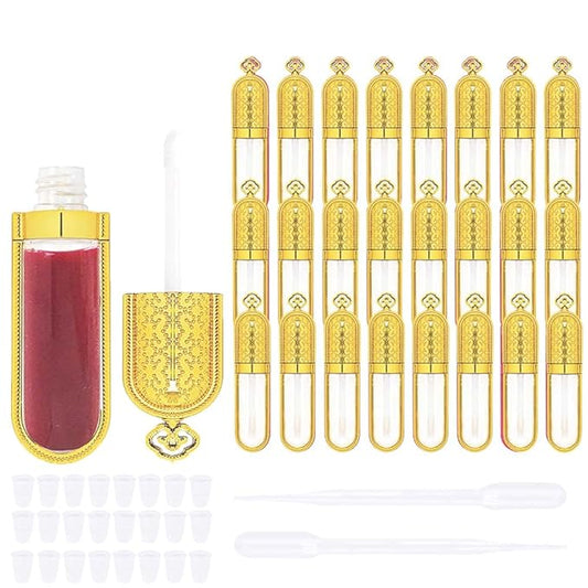COSIDEA 24 PCS Refillable Empty 5ml GOLD Crown Lip Gloss Tubes with Wand,Cute Lipgloss Containers, DIY Lip Gloss Making Kit Container Bulk Wholesale