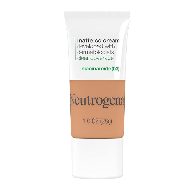 Neutrogena Clear Coverage Flawless Matte CC Cream, Full-Coverage Golden Ecru, 1 oz