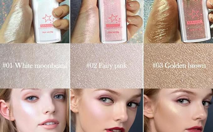 Glitter Powder Highlighter Makeup, Body Brightens the Natural (01#White Moonbeam)