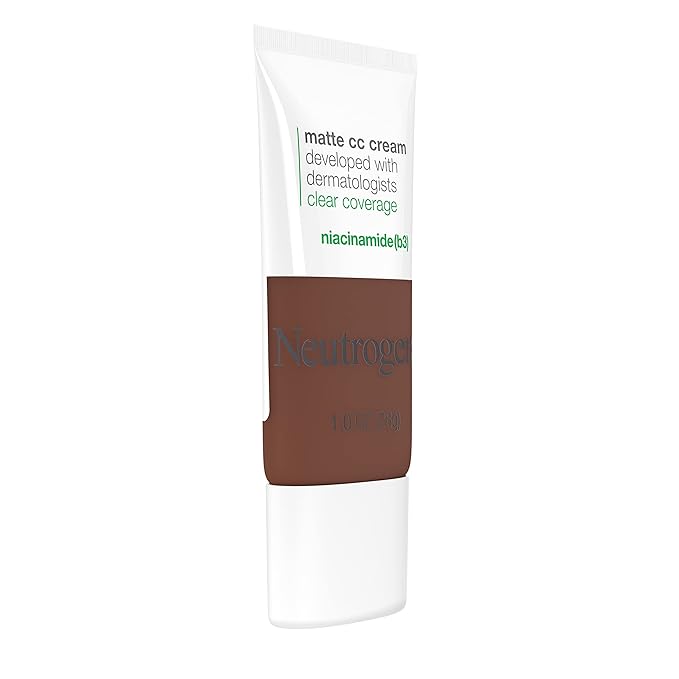 Neutrogena Clear Coverage Flawless Matte CC Cream, Full-Coverage Free, Umber, 1 oz
