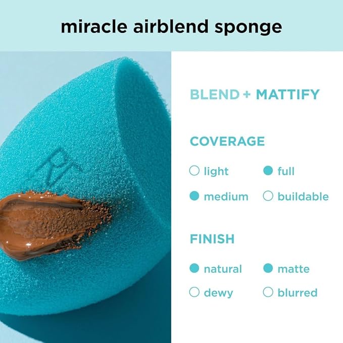Real Techniques 6 Pack Assorted Makeup Blending Sponges, 3 Miracle Makeup Sponges, For Blending, Baking, And Setting, Use With Foundation & Powder, Dewy or Matte Finish, Cruelty-Free