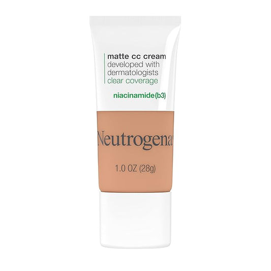 Neutrogena Clear Coverage Flawless Matte CC Cream, Full-Coverage Warm Linen, 1 oz
