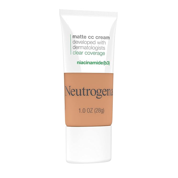 Neutrogena Clear Coverage Flawless Matte CC Cream, Full-Coverage Golden Ecru, 1 oz
