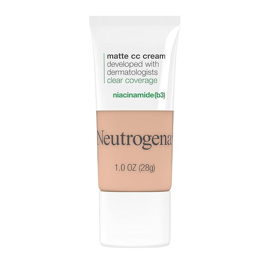 Neutrogena Clear Coverage Flawless Matte CC Cream, Full-Coverage Barley Beige, 1 oz