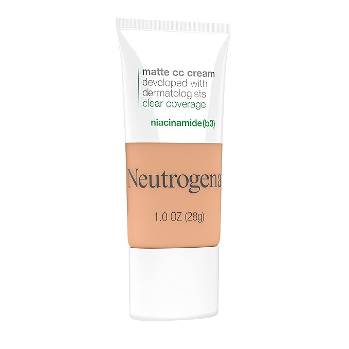 Neutrogena Clear Coverage Flawless Matte CC Cream, Full-Coverage Free, Butter, 1 oz