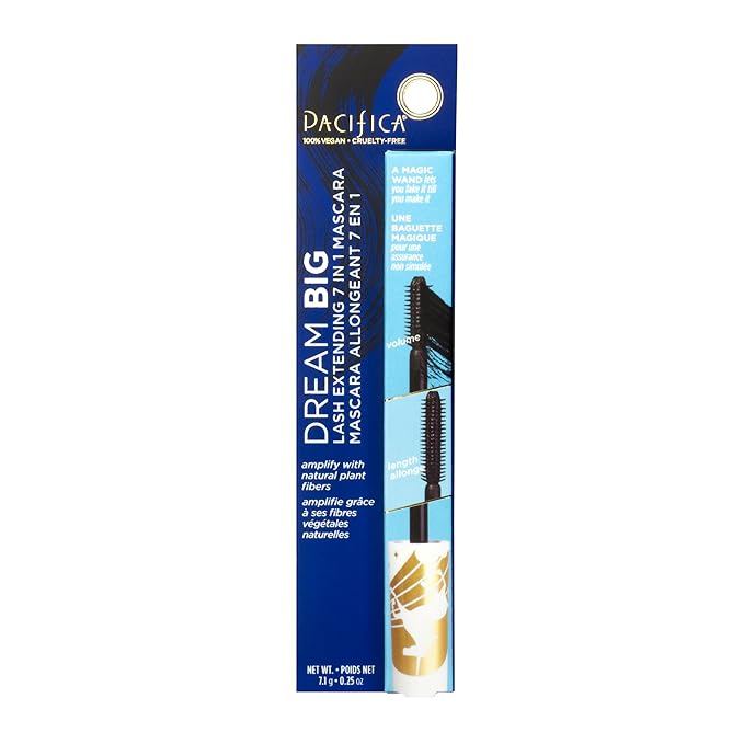 Pacifica Dream Big Mascara – Black Magic 7-in-1 Lash Extending Mascara, Twist-Adjust Brush for Length & Volume, Lash Serum Infused, Vegan Ophthalmologist tested