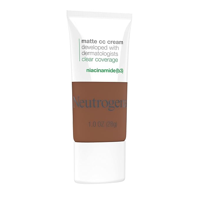 Neutrogena Clear Coverage Flawless Matte CC Cream, Full-Coverage Free, Cinnamon, 1 oz