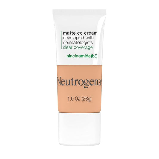 Neutrogena Clear Coverage Flawless Matte CC Cream, Full-Coverage Free, Butter, 1 oz