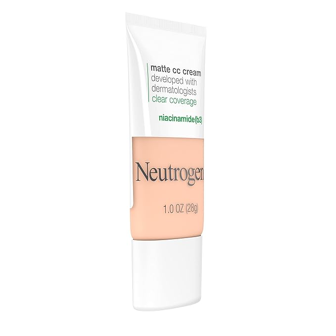 Neutrogena Clear Coverage Flawless Matte CC Cream, Full-Coverage Free, Shell, 1 oz