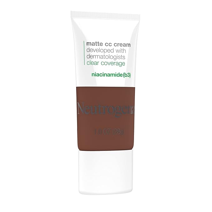 Neutrogena Clear Coverage Flawless Matte CC Cream, Full-Coverage Free, Umber, 1 oz