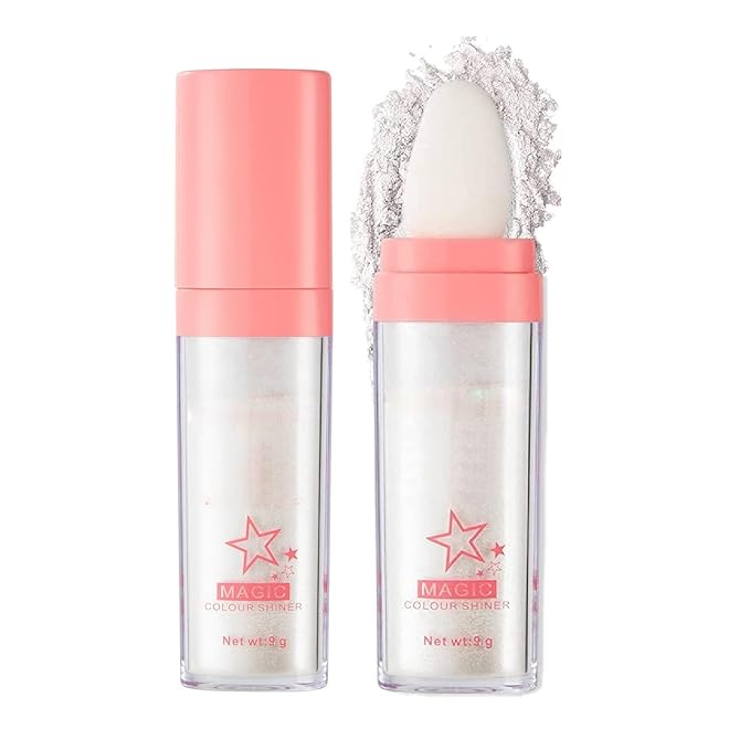 Glitter Powder Highlighter Makeup, Body Brightens the Natural (01#White Moonbeam)