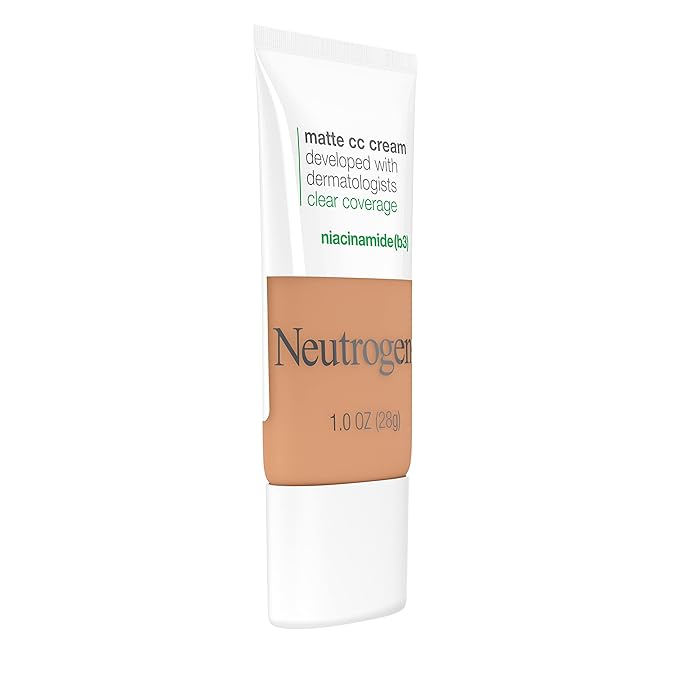 Neutrogena Clear Coverage Flawless Matte CC Cream, Full-Coverage Golden Ecru, 1 oz