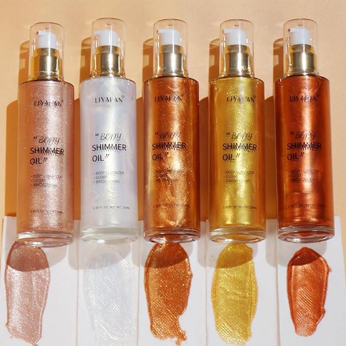 Liyalan Shimmer Body Oil Gold 5 Color Bronze Fl Oz/#02)